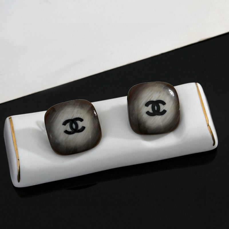 CC Black Square Earrings
