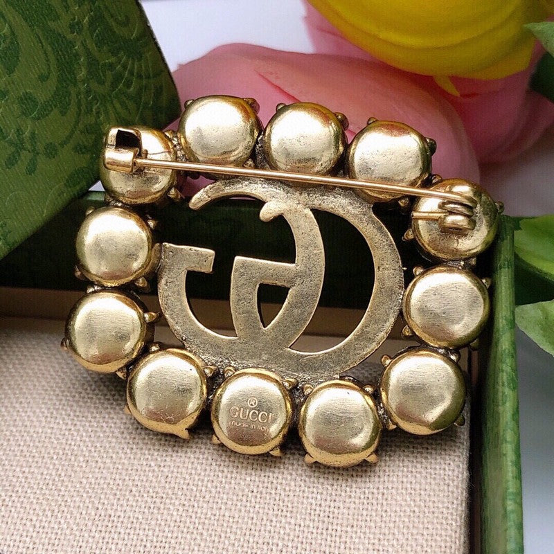 GG Grren Crystal Brooch