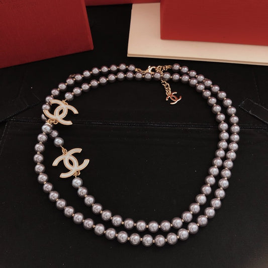 CC Purple Pearl Long Necklace