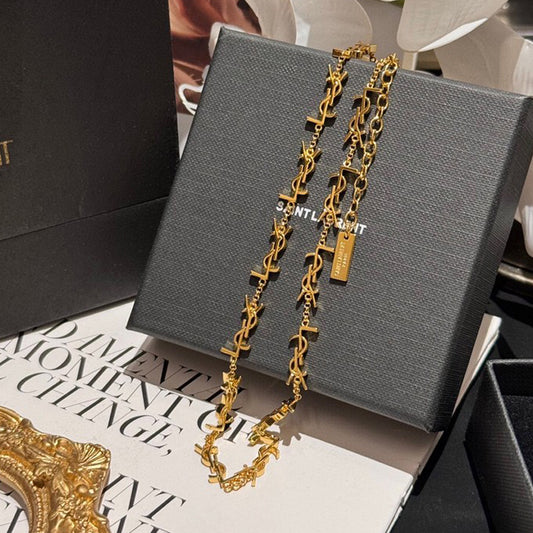 Saint Logo Gold Chain Necklace