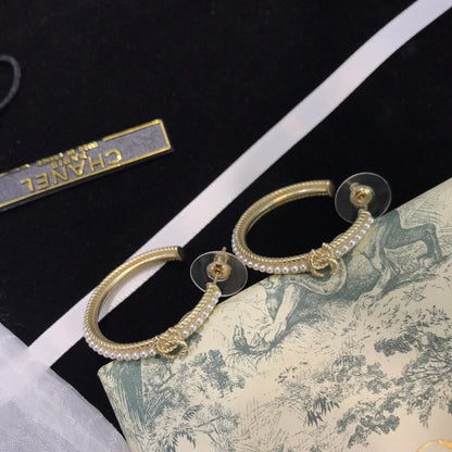 CC Pave Pearl Gold Earrings