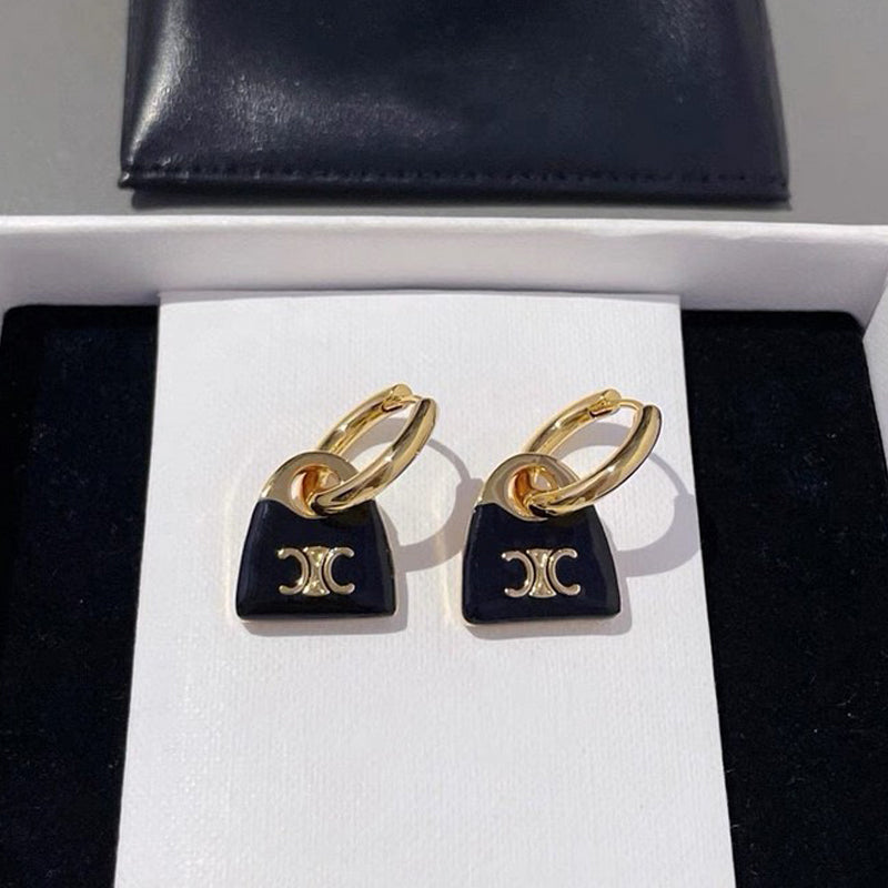 CE Black Bag Gold Earrings