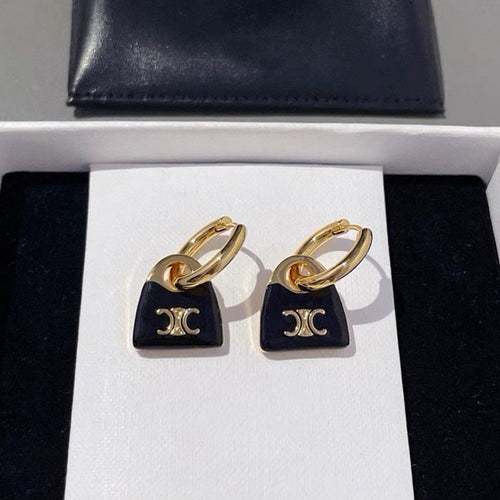 CE Black Bag Gold Earrings