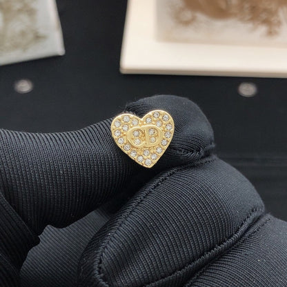 CD Diamond Heart Gold Earrings