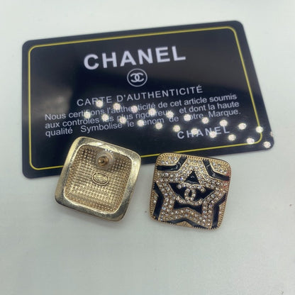 18K CC Black Star Diamond Earrings