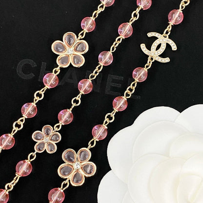 CC 26C Pink Crystal Long Necklace