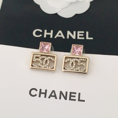 CC Pnk Crystal Diamond Earrings
