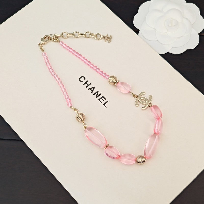CC Pink Resin Beads Necklace