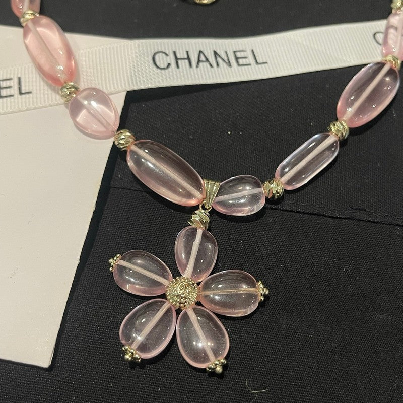 CC 26C Pink Crystal Flower Necklace