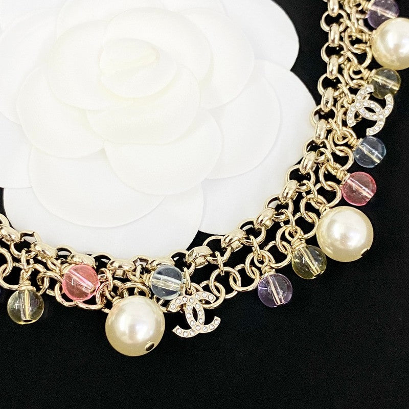 CC Color Beads Pearl Chain Necklace