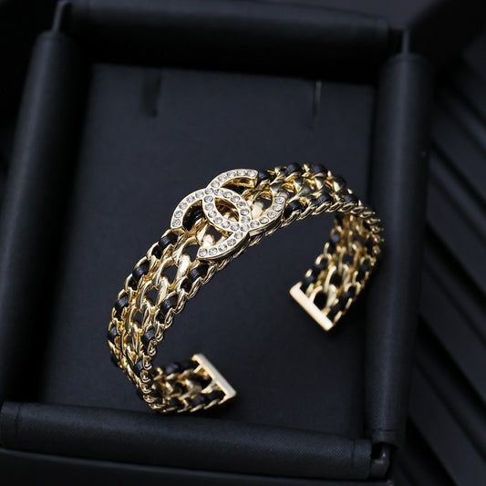 CC Strass Leather Bracelet