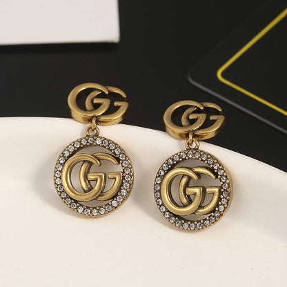18K GUCCI GG Crystals Vintage Earrings