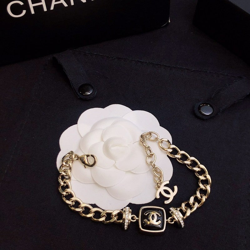 CC Black Logo Gold Chain Bracelet