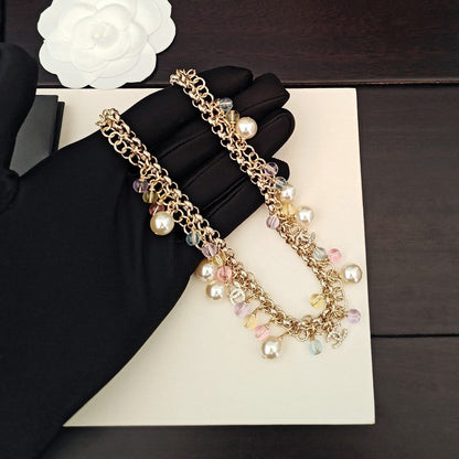 CC Pink Crystal Chain Links Necklace