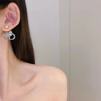 CD Tribales Diamond Logo Pearl Earrings