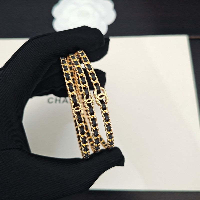 CC Leather Gold Bracelet Set