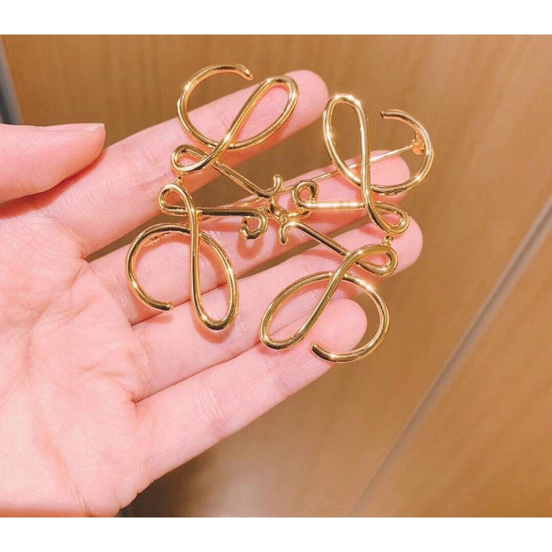 Loe Anagram Big Gold Brooch