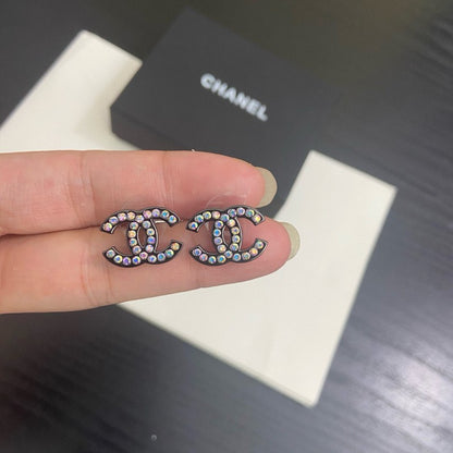 CC Color Diamond Black Earrings