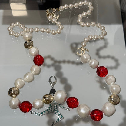 CC Red Crystal Pearl Necklace