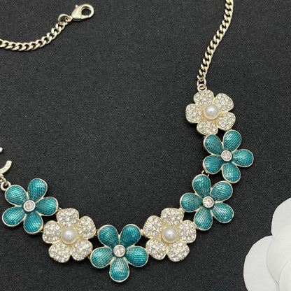 CC Blue Flower Diamond Necklace