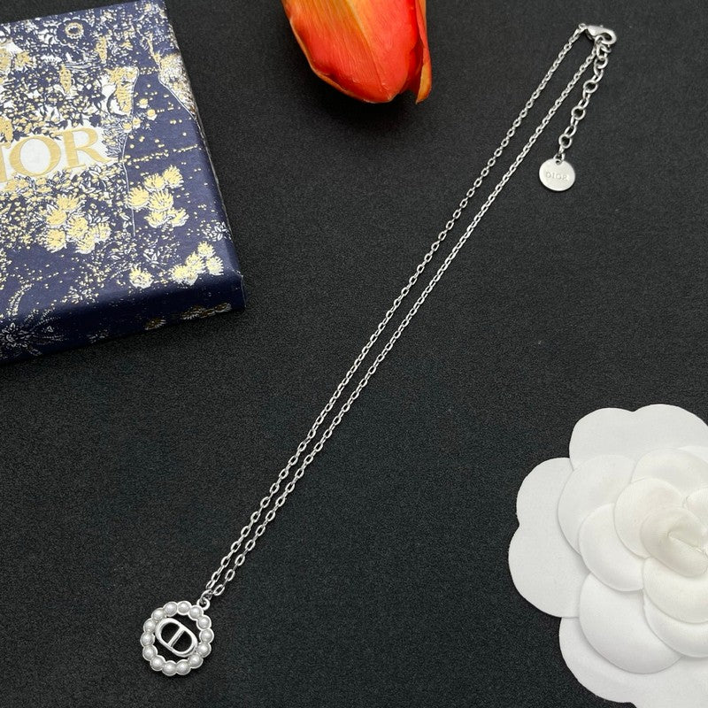 CD Petit Pearl White Gold Necklace