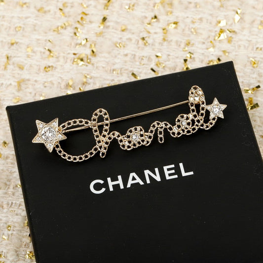 CC Leather Gold Brooch