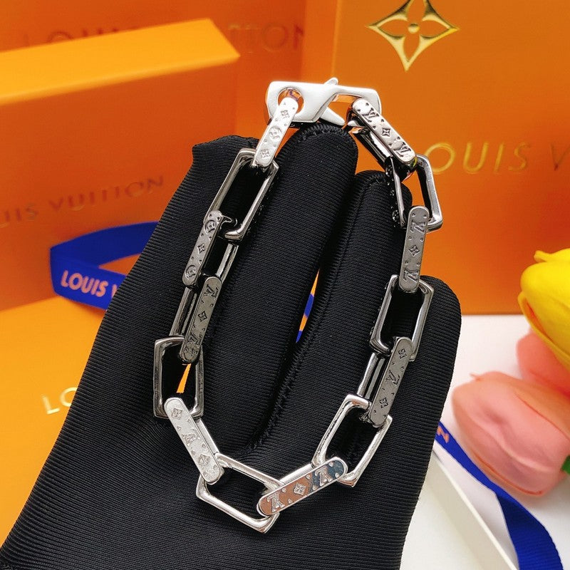 Louis Monogram Black Gold Chain Bracelet