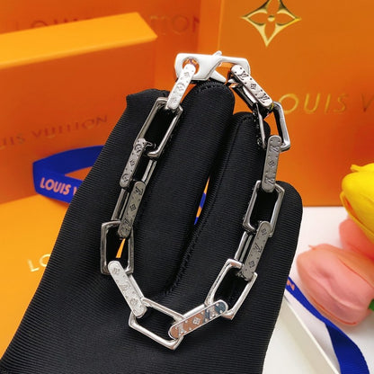 Louis Monogram Black Gold Chain Bracelet