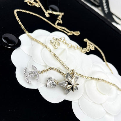 CC Heart & Star Crystal Necklace