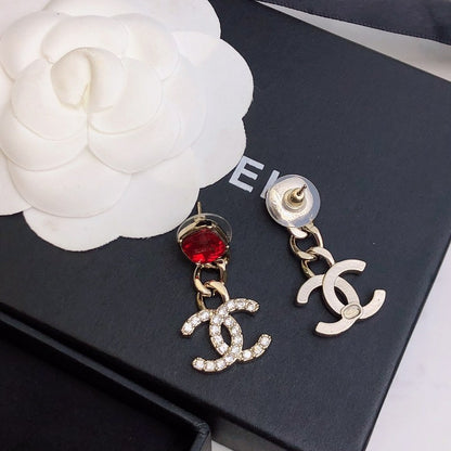 CC Red Crystal Drop Earrings