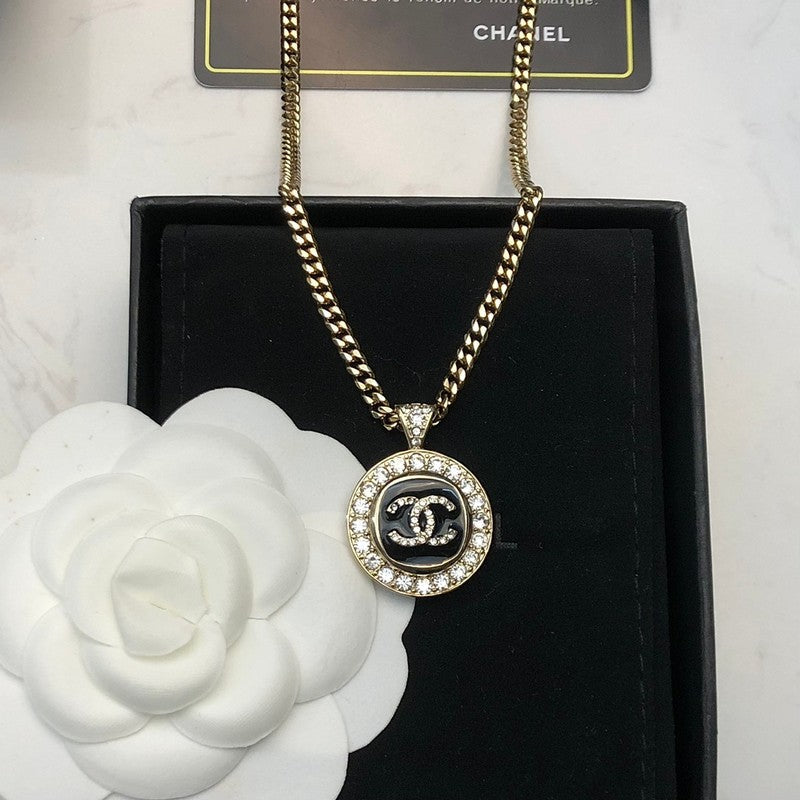 CC Black & White Diamond Gold Necklace