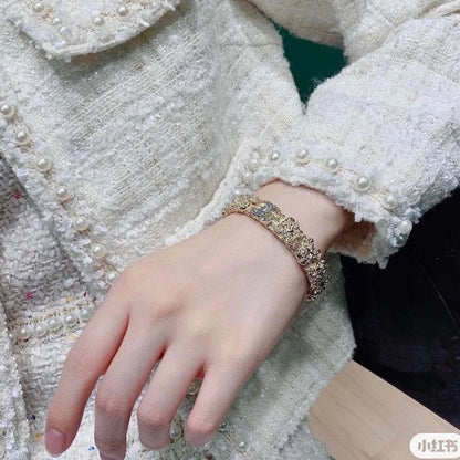 CC Flower Diamond Cuff Bracelet