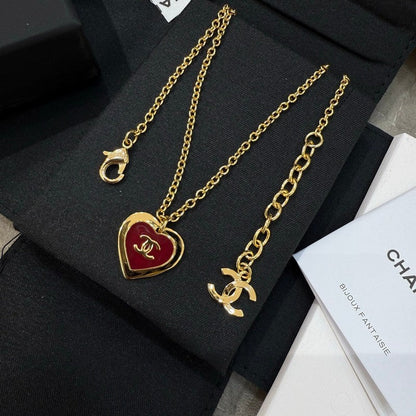CC Black & Red Heart Gold Necklace