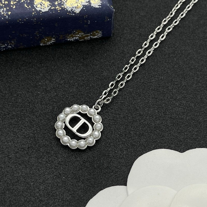 CD Petit Pearl White Gold Necklace