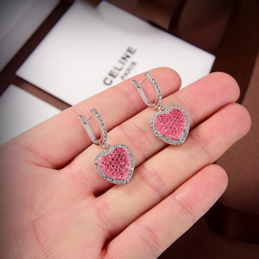 CE Triomphe Pink Heart Diamond Earrings