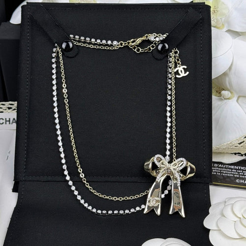 CC 25K Bow Tie Diamond Gold Necklace