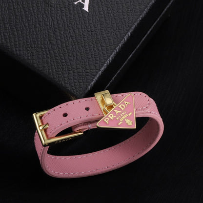 18K Pra Pink Leather Bracelet