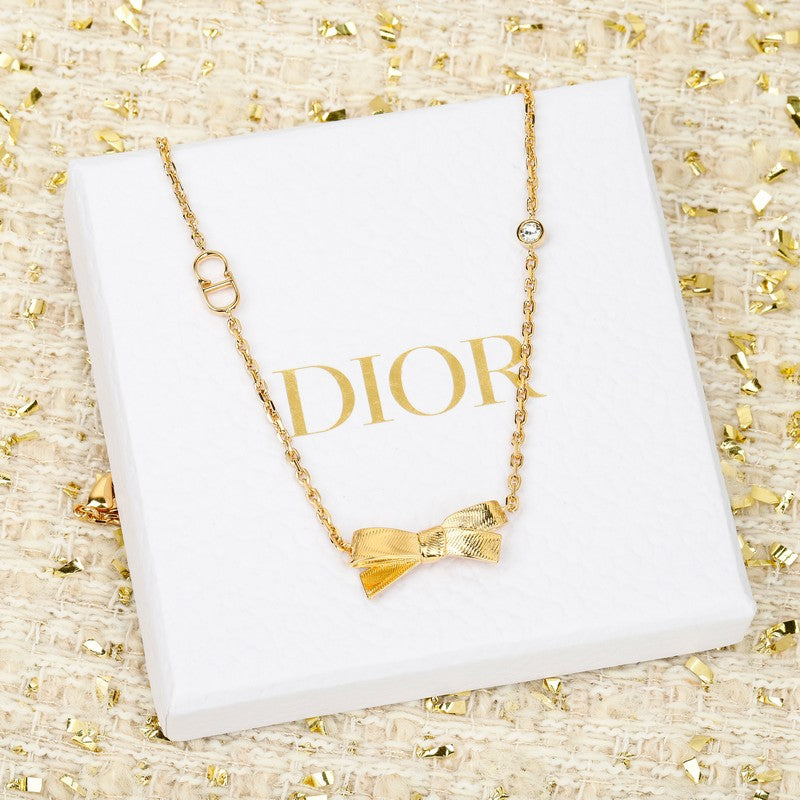 CD Bow Tie Diamond Necklace