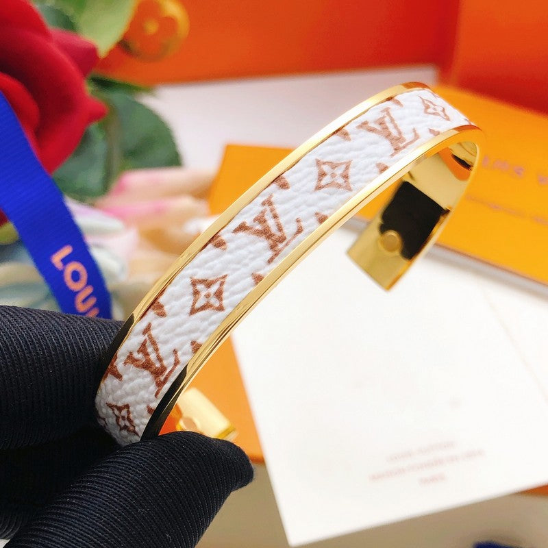 Louis White Monogram Gold Bracelet