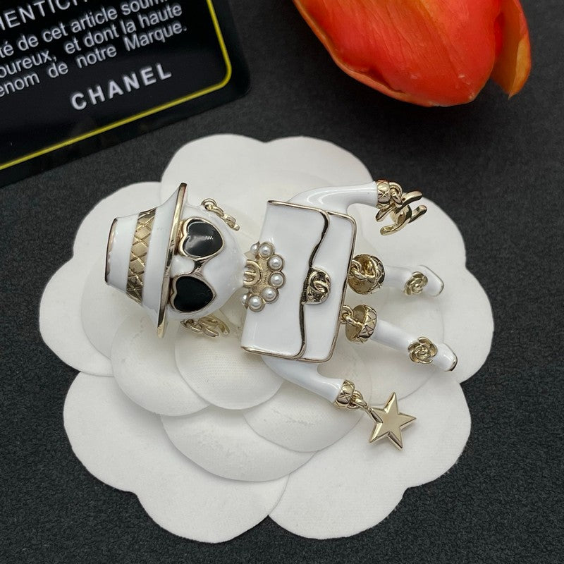 CC Robot Gabrielle Doll White Brooch
