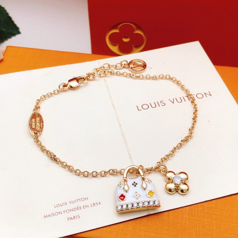 Louis White Bag Gold Bracelet