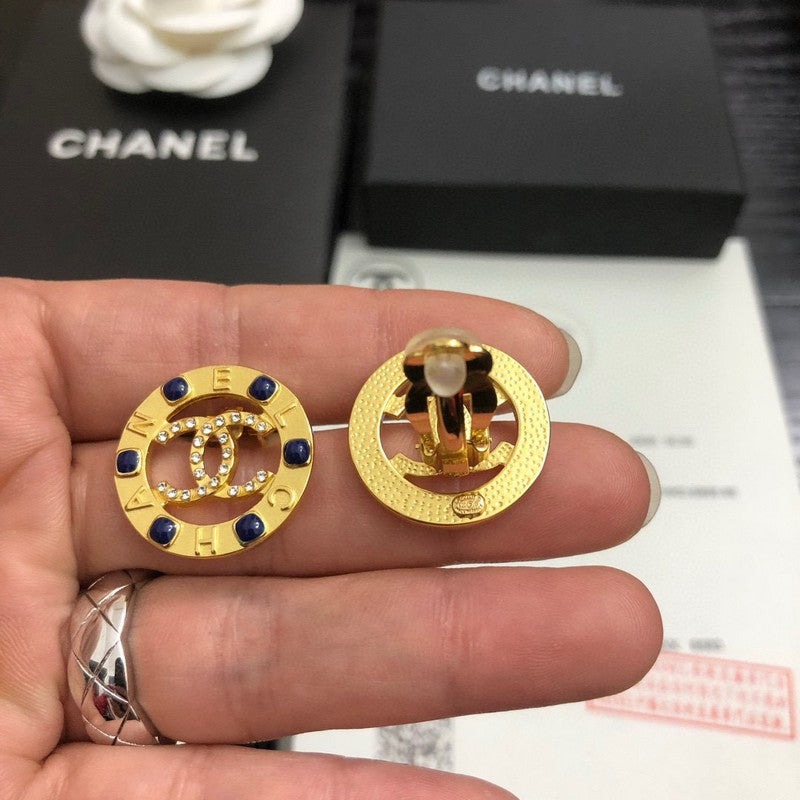 CC Black Bead Gold Earrings