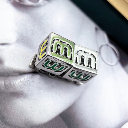 Miu Green & Yellow Cube Earrings