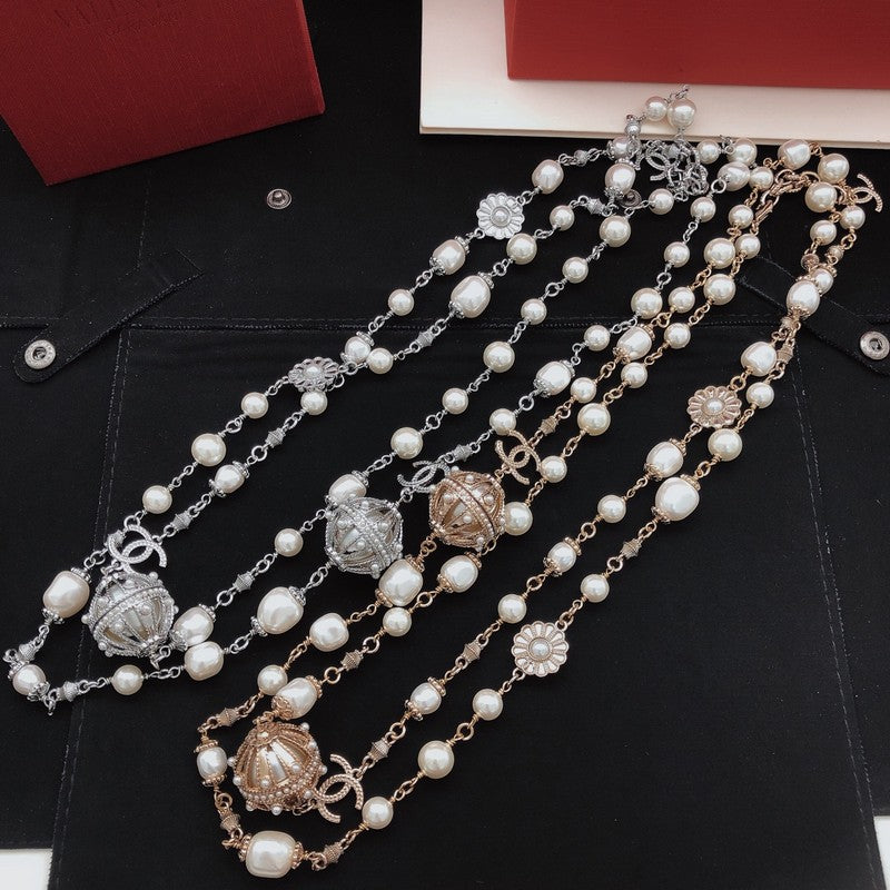 CC Pearl Long Necklace