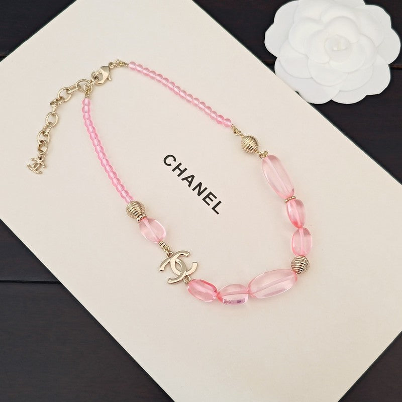 CC Pink Resin Beads Necklace