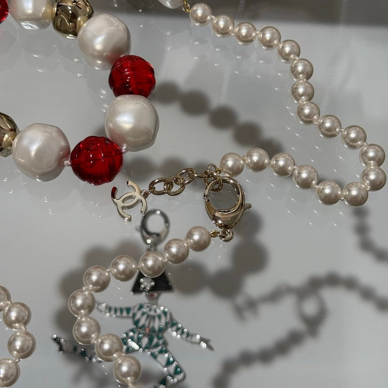 CC Red Crystal Pearl Necklace