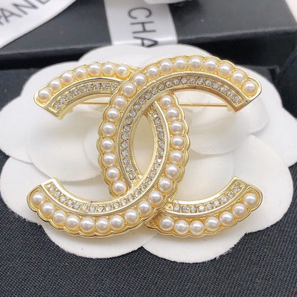 CC Pearl & Diamond Gold Brooch