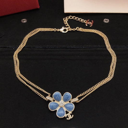 CC Cowboy Blue Camellia Necklace