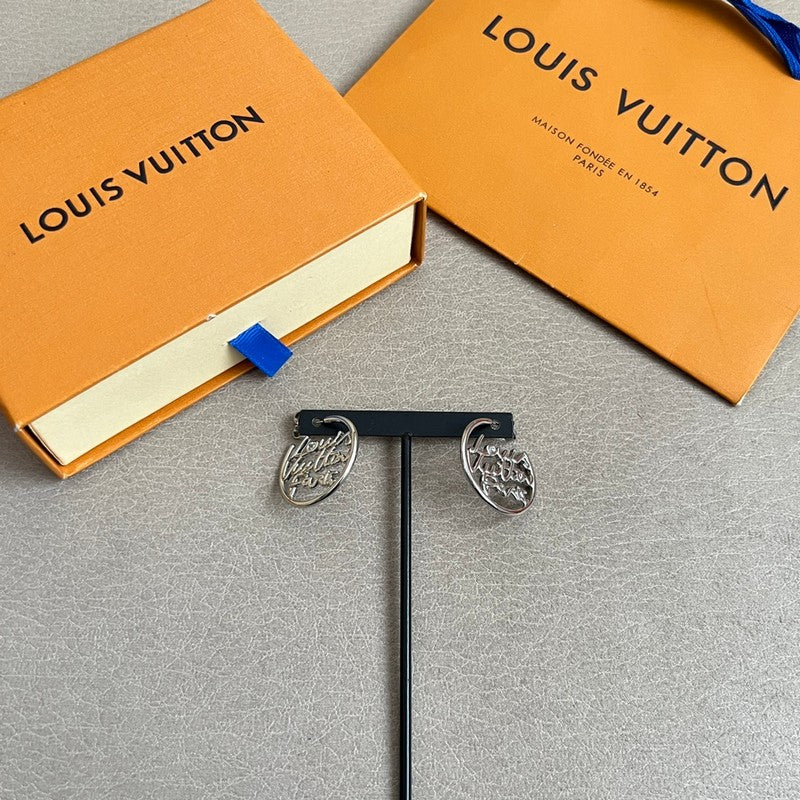 Louis Script Gold Earrings