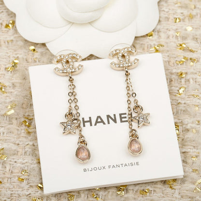 CC 26C Pink Crystal Tassel Earrings